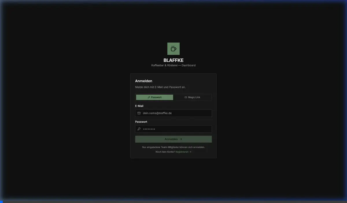 Blaffke Dashboard – Internes SaaS Dashboard mit Rollenverwaltung